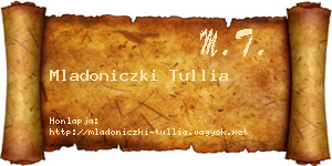 Mladoniczki Tullia névjegykártya